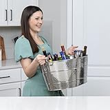 BREKX Aspen Heavy-Duty Oval Stainless Steel Beverage Tub for Parties - Metal Large Ice Bucket for Drinks, 25-Quart (30-Bottle) Large Cooler Drink Tub