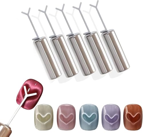 Heart Cat Eye Magnet For Nails, Heart Magnet For Cat Eye Gel Polish Iman Para UñAs Efecto De Gato With Y-Shaped Guide For Nails, Diy Manicure Kit For Home And Salon Use (A 5PCS)