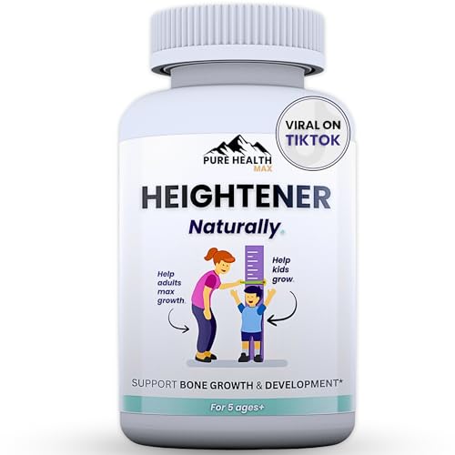 Pure Shilajit Heightener - Natural Height Growth Supplement for Kids, Teens and Adults to Increase Bone Strength and Grow Taller | Height Maximizer Pills with L-Arginine, Calcium & Zinc | 60 Capsules