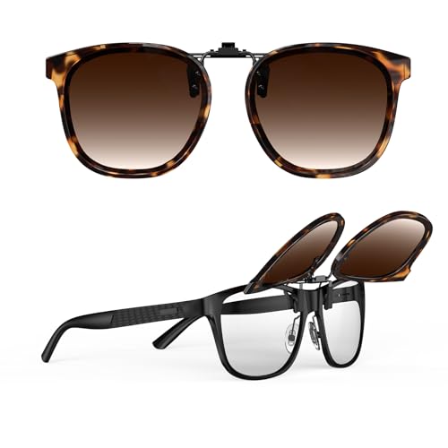 Goiteia Oversized Polarized Clip on Sunglasses over Prescription Glasses for Women Men, Fashion Framed to Conceal Glasses
