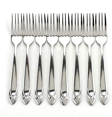 Z ZICOME Stainless Steel Forks Heavy Duty Flatware Forks Set, Diamond Pattern, 8 Pcs