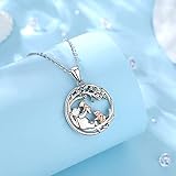 EUDORA Sterling Silver Mother Daughter Necklace for Women Bear Mama Necklace Mom Son Pendant for Mom Daughter Jewelry from Daughter Son Mother's Day Gift for Mother Daughter Aunt Grandma, 45cm