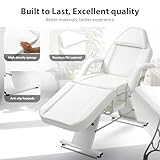 Jaxilyn Facial Bed Tattoo Chair with Two Trays Esthetician Bed Adjustable Folding Salon Bed with Hydraulic Stool Massage Bed for Professional Massage Facial Lash Beauty Treatment Spa White