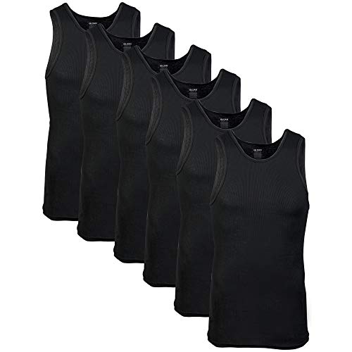 Gildan Men's A-Shirt Tanks, Multipack, Style G1104, Black (6-Pack), 2X-Large