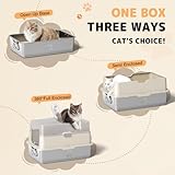 Qiuma EasyLift Stainless Steel Cat Litter Box with Lid, XL Covered Metal Litter Box with High Sides, Easy Carry Handles, Removable Lid & Scoop, Odor Free, Non-Sticky, Anti-Leakage, Easy Cleaning