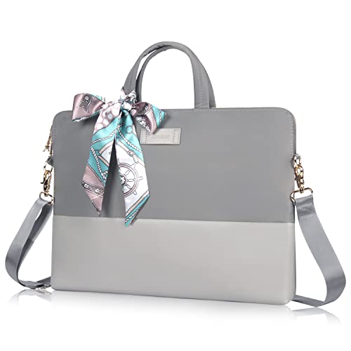 Laptop Bag for Women Slim Carrying - Computer Bag Laptop Case Fit 15-inch 16-inch Notebook Shoulder Work Travel (Grey)