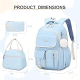 DIGOBAY Backpacks for Girls, 3PCS School Backpack with Lunch Box Pencil Pouch for Teen Girls Kids Elementary Primary Middle High College Travel School bag Bookbag Set （Blue）