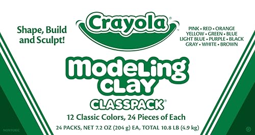 Crayola Modeling Clay Classpack (24 Packs), Bulk Modeling Clay for Kids, 12 Colors, Nontoxic, Classroom Supplies for Kids Arts & Crafts