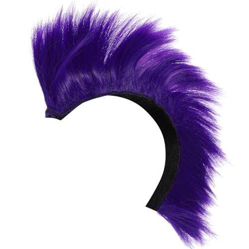 Sosoport Mohawk Wig Patch Hair Bun Extensions Hair Wig Cosplay Party For Men Women Street Bike Motorcycle Hairpiece Purple