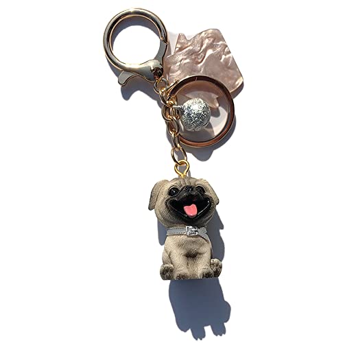 JINZHOUFZ Guibing dog, Bichon, golden retriever, dog couple key chain bag pendant (Pug, Bichon)