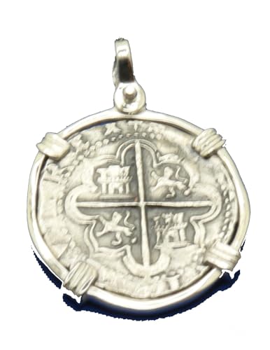 Sterling Silver Pirate Doubloon "1 Reale" Replica Atocha Shipwreck Coin Pendant with Shackle Bail