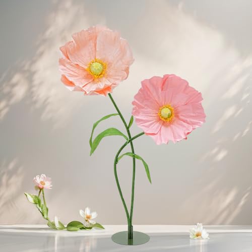 LJIE-House Giant Paper Flowers Wedding Decorations - 3D Artificial Flowers 5.6 Ft Large Fake Floral with Stand Base for Bridal Shower Party Outdoors Yard Event Backdrop Decor (Set of 2)