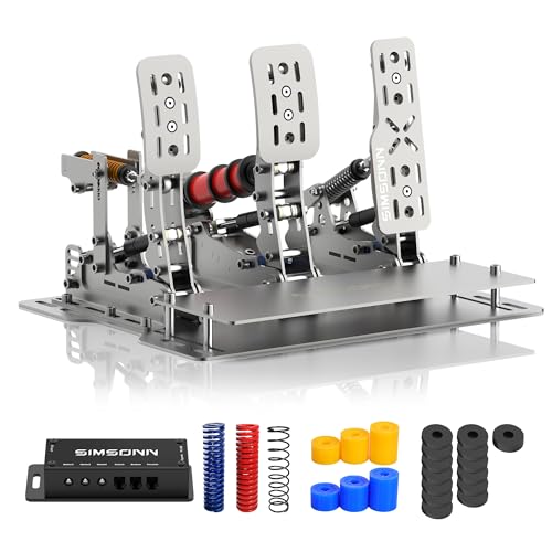 SIMSONN PLUS X Pedals Sim Racing Pedals Support Haptic Reactor PC Racing Simulator Pressure Sensor Load Cell HE Hydraulic Pedals (P3-H3-Plate)