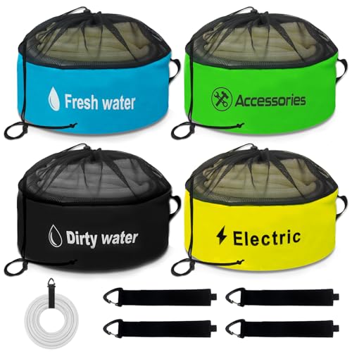 4-Pack Waterproof RV Hose Storage Bags - Utility Bag for Fresh/Black Water Hoses, Electrical Cords & Accessories