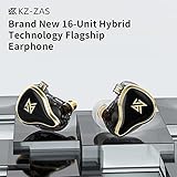 KZ ZAS 7BA+1DD in Ear Earphone, 16Unit Hybrid Drivers Earbuds HiFi Bass Earphone in-Ear Monitor Headphones 8Core Cable Music Sport Earphone (Without Mic, Black)