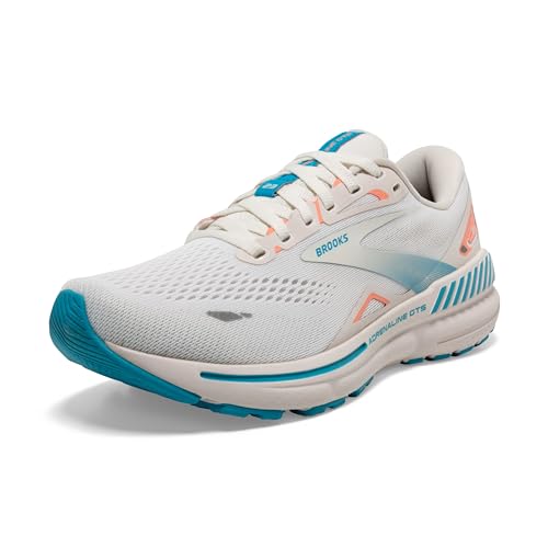 Brooks Women’s Adrenaline GTS 23 Supportive Running Shoe - Coconut/Papaya/Blue - 10 Medium