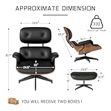 ATOMHOME Recliner with Ottoman, Leather Chair Ottoman, Swivel Recliner Chair, Stylish PU Leather Swivel Recliner Chair, 360° Swivel Lounge Chair and Ottoman for Living Room, Study, RV Recliners, Black