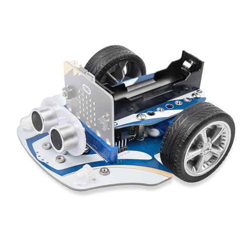 ELECFREAKS microbit Cutebot Pro DIY Programmable Robot Car Kit with 4 Line-Tracking Sensors and Encoded Motor, microbit Project Makecode Coding Set (not Include Micro:bit and Battery)