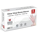 Schneider Clear Vinyl Exam Gloves, 4-mil, Large 100-ct Box, Latex-Free, Disposable Gloves, Medical Gloves, Cleaning Gloves, Food Prep Gloves, Food Safe Rubber Gloves, Powder-Free, Non-Sterile