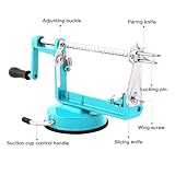 Apple Peeler Corer, 5 In 1 Apple Peeler Slicer Corer with Stainless Steel Blades and Powerful Suction Base for Apples and Potatoes(Teal)