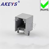 Wiring Connecting Terminals-PCB-6P2C-Endless-90 degrees-Grey-RJ11 Network Socket Horizontal Full Plastic - (Pins: Boundless (Gray))