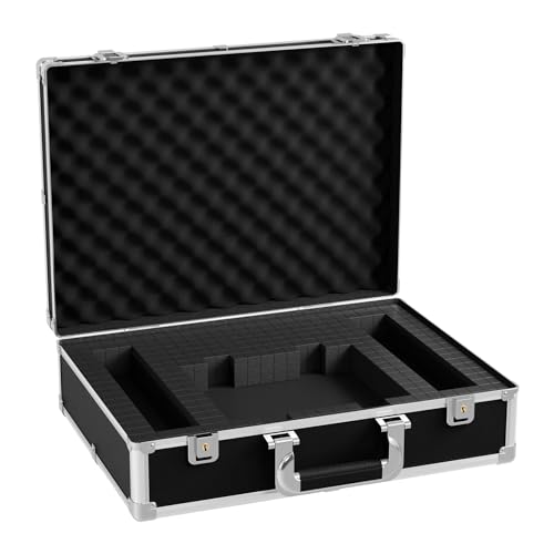 giitooa 17 Inch Hard Shell Carrying Case, Aluminum Alloy Sturdy Build, Customizable Pre-Diced Foam, Suitable for Wireless Mic System Storage & Camera Gear Transportation, Black