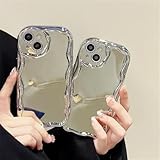 JWMSXYQR Plating Silver Makeup Mirror Case for iPhone 14 15 13 12 Mini 11 Pro Max XS X XR 13 7 8 Plus Electroplating Soft Cover,Silver,iPhone 13 Mini