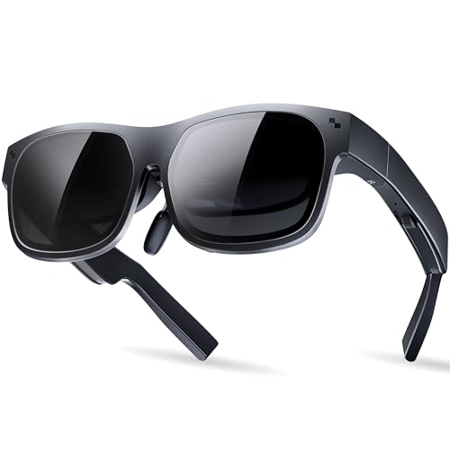 AR Glasses, Smart Glasses with Massive 201 Inch Micro OLED Virtual Theater, 1080P, 3D Movie, 50° FOV, 400 nits Brightness, Support Stream, Game and Work on PC/Android/iOS/Consoles/Cloud