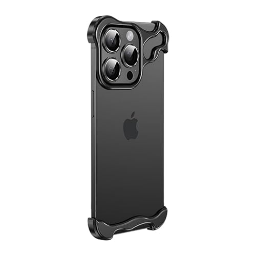 Doulings Frameless Series Designed for iPhone Case,Minimalist Protective Shock Absorption Aerospace Grade Aluminum Shells & Elastomer Inlays Easy Fit,Shockproof Bumper Cover (Black,iPhone 13)