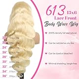 613 13x6 Lace Front Wig Human Hair 200 Density 32 Inch Blonde Wig Human Hair 613 HD Lace Frontal Wigs Human Hair 13x6 Body Wave Blonde Lace Front Wigs Human Hair Pre Plucked with Baby Hair for Women