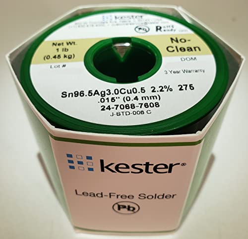 Kester 275 No Clean Flux Core Lead-Free Solder Wire - 1 lb - 0.015 in Wire Diameter - Sn/Ag/Cu Compound - 24-7068-7608 [PRICE is per POUND]