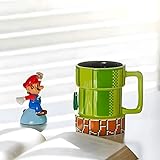 Drtupe Super Mario Warp Pipe Mug Ceramic Coffee Mug Gift for Gamers, Fathers, Coffee Enthusiasts, for Cappuccino, Latte or Hot Tea, 15 Oz, Green