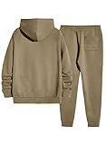 JMIERR Sweatsuits for Men Set 2 Piece Airport Outfits Long Sleeve Drawstring Hoodie Sweatshirt & Joggers Sweatpants with Pockets, Fall Tracksuit Matching Lounge Sets, Large, Khaki