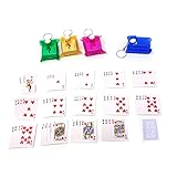 Honbay 12PCS Mini Playing Cards Keychains Poker Key Rings Key Pendant for Bag Purse Wallet Cellphone or Car Pendant (4 Color)