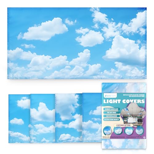 Fluorescent Light Covers for Ceiling Lights - Magnetic Cloud Cover for Fluorescent Or LED Fixture - Must Haves for Teacher Supplies - Classroom, Home, Office Cubicle Decor - Filters Overhead Lighting