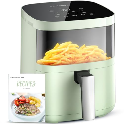 Air Fryer, Beelicious 8-in-1 Smart Compact 4QT Air Fryers, with Viewing Window, Shake Reminder, 450°F Digital Airfryer with Flavor-Lock Tech, Dishwasher-Safe & Nonstick, Fit for 1-3 People, Avo Green