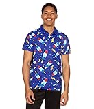 Tipsy Elves Golf Shirts for Men - Performance Athletic Fit Men's Golf Polo Shirts for Men w/Moisture Wicking Stretch Fabric - Men's Blue Grand Finale Golf Polo Size X-Large