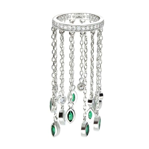 Generic Emerald Waterfall ring/Anillos de compromiso/aniversario estilo princesa Diana Kate Middleton.Plata 925, Silver