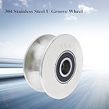 3in U Groove Wheel 304 Stainless Steel Rolling Gate Wheels Slide Gate Wheel Heavy Duty Pulley U Track Roller with Double Bearings Rigid Caster Sliding Door Rollers Replacement