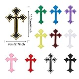 Nicime 22pcs Cross Patches, Iron on/Sew on Cross Applique Patch, DIY Iron Patches for Jeans Hats Shirts Jackets Backpacks