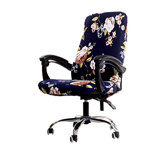 WOMACO Printed Office Chair Covers, Stretch Computer Universal Boss Modern Simplism Style High Back Chair Slipcover - Peony, Large