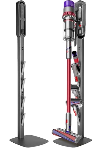 Haturi Vacuum Stand for Dyson Gen5 V15 V12 Detect V11 V10 V8 V7 V6, Vacuum Holder and Metal Storage Bracket Standing dock with Hidden Cord Design for Dyson Handheld Cordless Vacuum Cleaners