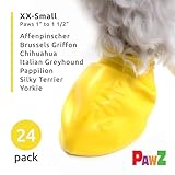 PawZ Rubber Dog Boots for Paws up to 1 1/2", 24 Total (2 Packs of 12) - All-Weather Dog Booties for Hot Pavement, Snow, Mud, and Rain - Waterproof, Anti Slip Dog Socks - XX-Small, Yellow