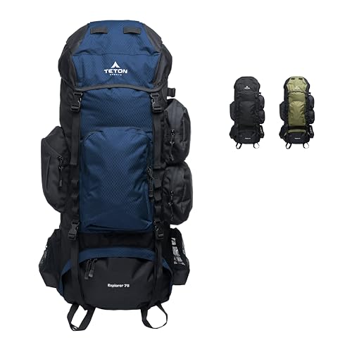 Teton 75L Explorer Internal Frame Backpack for Hiking, Camping, Backpacking, Rain Cover Included