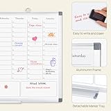 ONAVIA White Board Dry Erase Board for Wall, Magnetic Whiteboard Calendar 24" X 18", Weekly Calendar Whiteboard with Hourly Time Slots, Hanging Double-Sided White Board for Office, School, Home