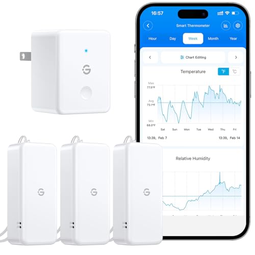 GoveeLife WiFi Hygrometer Thermometer Sensors 3 Pack, Indoor Smart Temperature Humidity Monitor with Remote App Notification Alert, 2 Years Battery Life & Data Storage, for Wine Cellar, Greenhouse