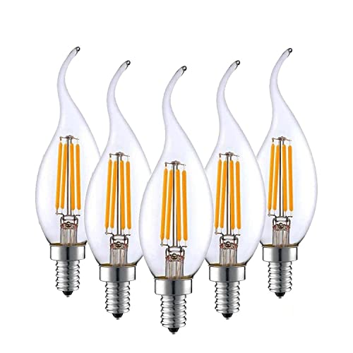 GSYFDZSWZX Fengyan Home Bulbs 5Pcs/10Pcs E14 220V LED Lamp C35 3.5W 2700K Dimmable LED Filament Candle Bulbs Flame Bent Tip 35W Incandescent Equivalent Household Lamp