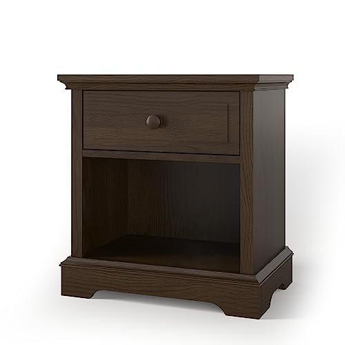 Child Craft Universal Select 1 Drawer Nightstand for Nursery or Bedroom, Large Storage Drawer, Open Storage Compartment, Made of Sturdy Pinewood, Non-Toxic, Baby Safe Finish (Slate)