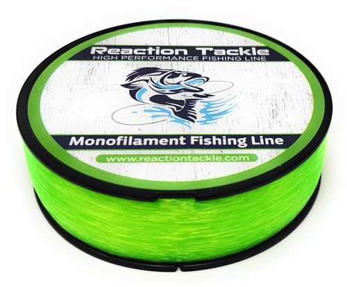 Reaction Tackle Monofilament Fishing Line- Strong and Abrasion-Resistant Nylon Mono Fishing Line, Freshwater and Saltwater Fishing Line Hi Vis Green 10/1600