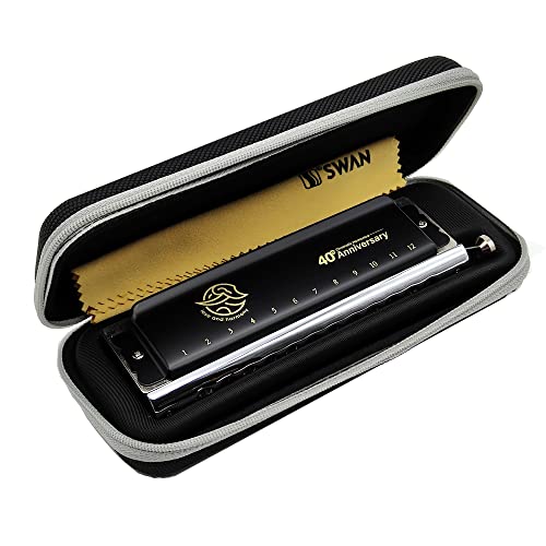 SWAN 40 Anniversary Chromatic Harmonica 12 Hole 48 Tone Dreamer Mouth Organ Harmonica C for Professionals, Beginners, Practicing Musical Instruments